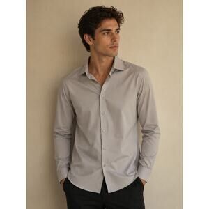 LR3204 Calvin Klein XL Button Front Dress Shirt Gray Long Sleeve